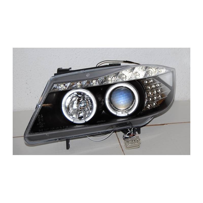 Jeu de Phare Avant Lumière De Jour BMW E90 05-08 Noir Led Intermittent - KDMPARTS EUROPE TUNING STORE