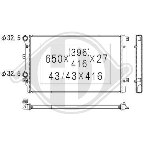 Radiateur de refroidissement moteur DIEDERICHS pour AUDI A3 (8P1), A3 Cabriolet (8P7), A3 Sportback (8PA)
