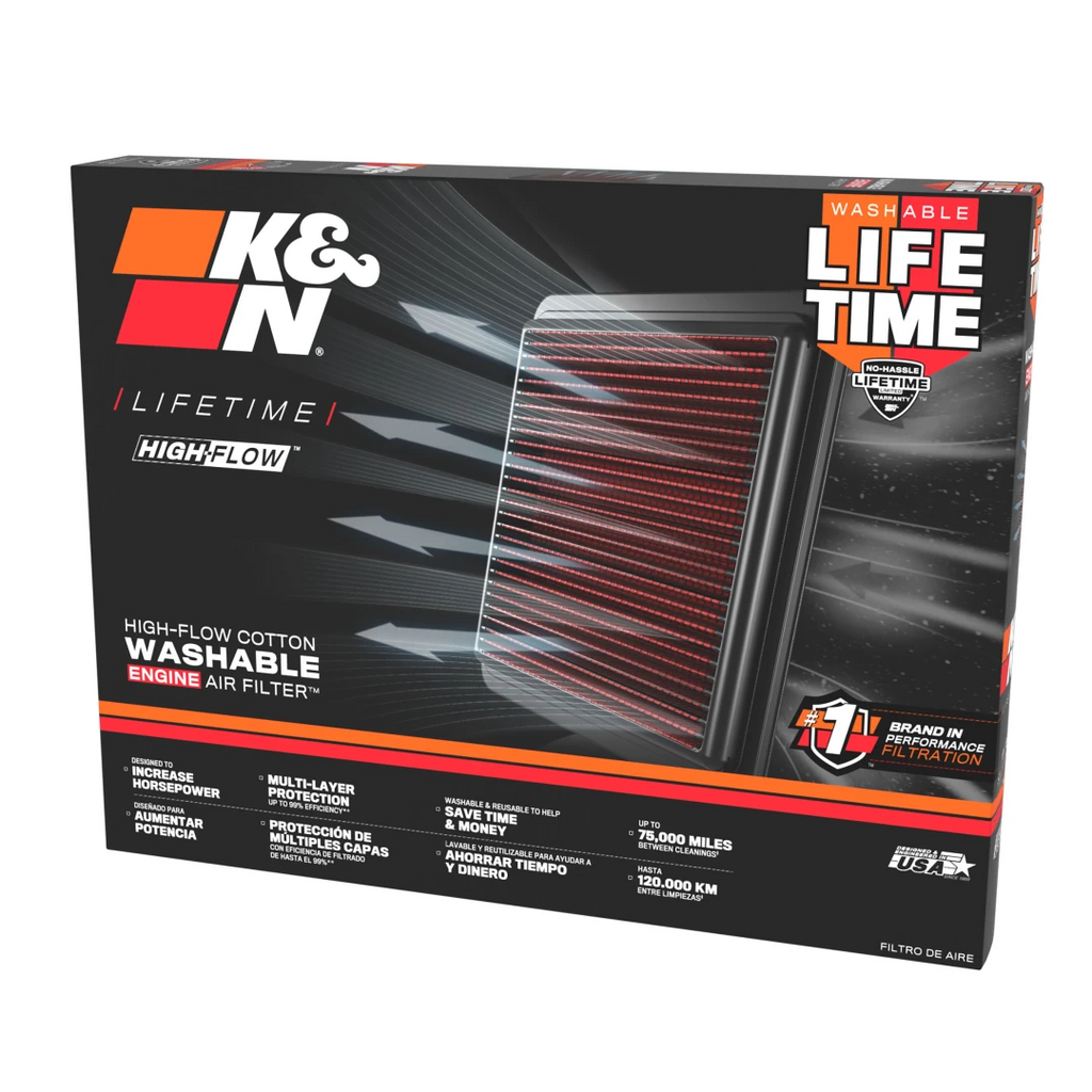 Filtre à Air de Remplacement K&N pour Porsche 911 3.6L H6 Moteur à essence - Tous les modèles 1995-1998