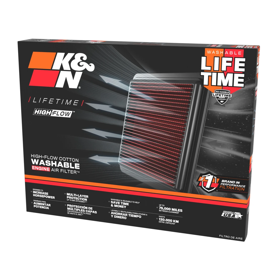 Filtre à Air de Remplacement K&N pour Porsche 911 3.6L H6 Moteur à essence - Tous les modèles 1995-1998