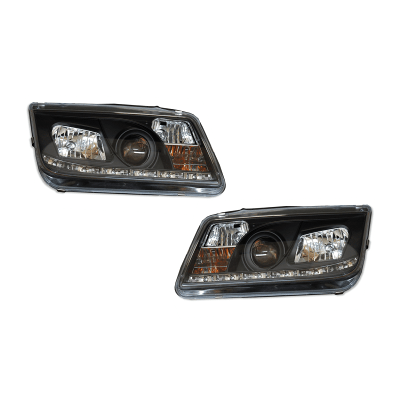 2 Phare Avant avec feux De Jour pour Volkswagen Bora / Jetta 4 '99 fond Noir - KDMPARTS EUROPE TUNING STORE