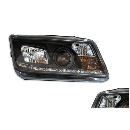 2 Phare Avant avec feux De Jour pour Volkswagen Bora / Jetta 4 '99 fond Noir - KDMPARTS EUROPE TUNING STORE