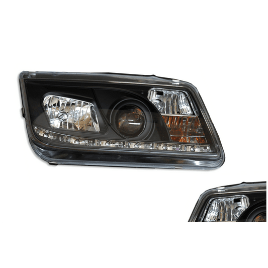 2 Phare Avant avec feux De Jour pour Volkswagen Bora / Jetta 4 '99 fond Noir - KDMPARTS EUROPE TUNING STORE