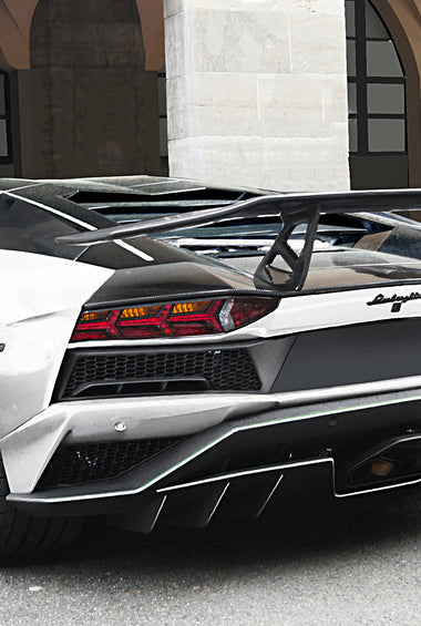 Aileron spoiler arrière en fibre de carbone « SV-E » de DMC pour Lamborghini Aventador S Coupé et Roadster d'origine