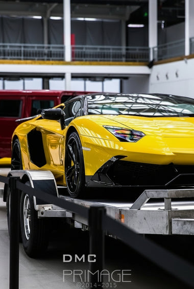 Pare chocs avant en fibre de carbone « 50e anniversaire » DMC pour Lamborghini Aventador d'origine