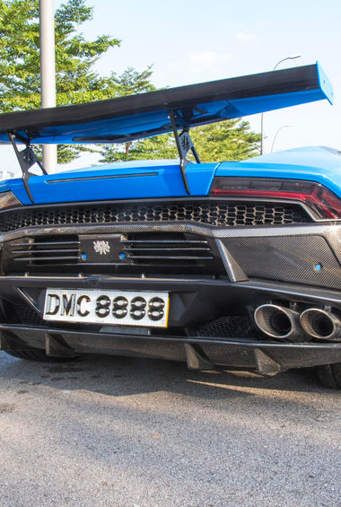 Pare chocs arrière en fibre de carbone « E-GT » de DMC pour Lamborghini Huracan Coupé et Spyder d'origine