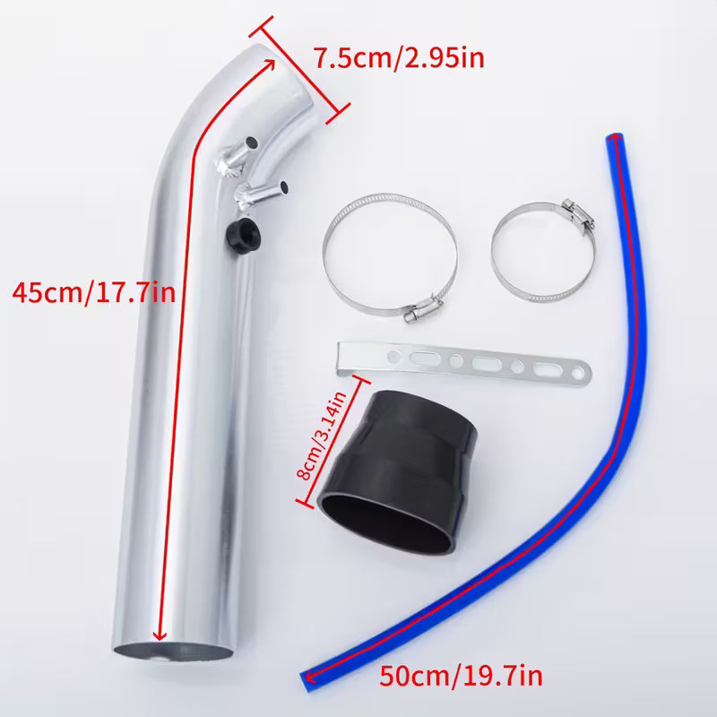 Kit condotto di aspirazione diretto universale (76 mm) in lega di alluminio per auto