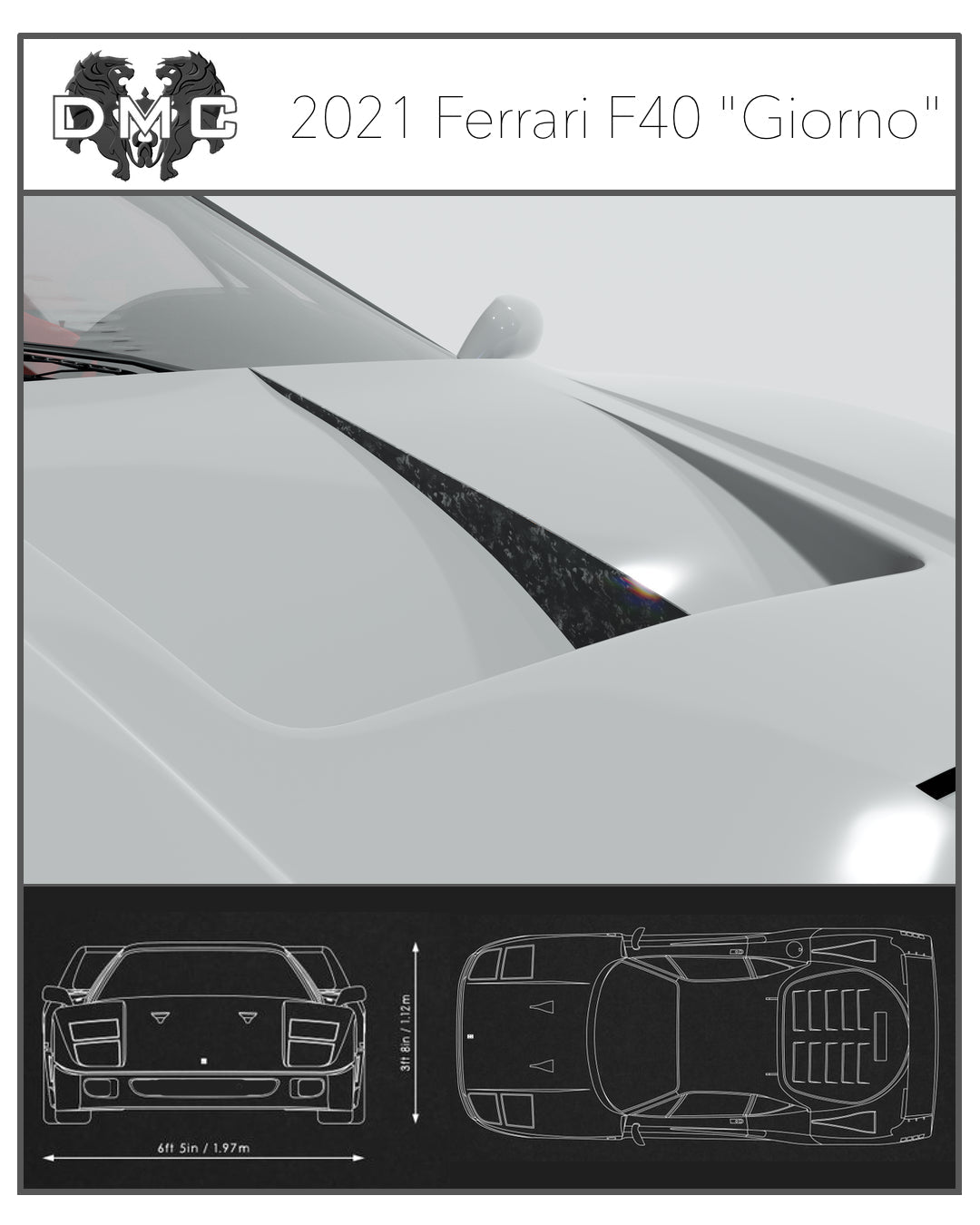 Aileron de Capot avant en fibre de carbone de DMC pour Ferrari F40 EVO Le Mans LM - KDMPARTS EUROPE TUNING STORE