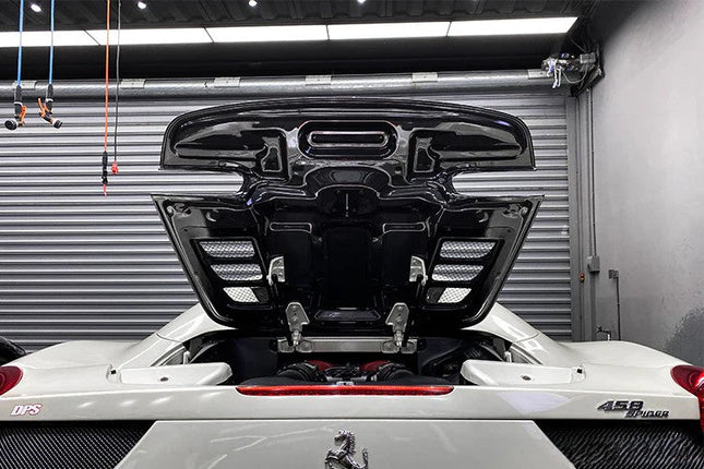Capot moteur arrière pour Ferrari F458 Spider 2010 - 2014 en fibre de Carbone haute brillance - KDMPARTS EUROPE TUNING STORE