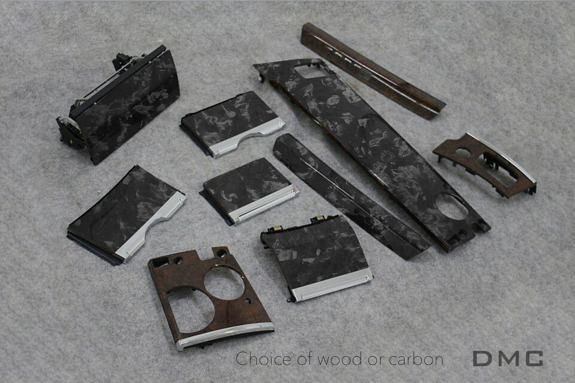 Ensemble de garnitures intérieures en fibre de carbone forgée et bois de DMC pour Rolls Royce Dawn Black Badge - KDMPARTS EUROPE TUNING STORE