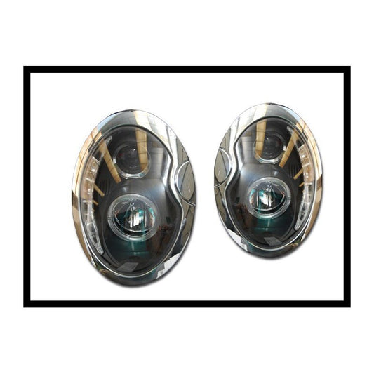 2 Phares Avant avec feux De Jour pour Mini R50 / R52 / R53 '01/'05 fond Noir - MS accessoires Auto
