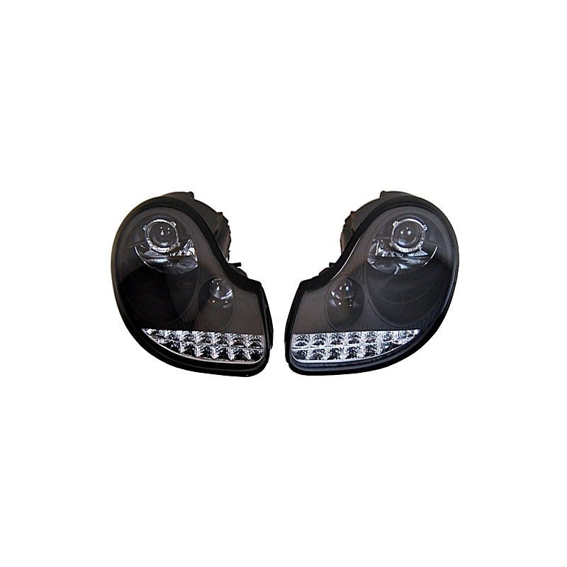 2 Phares Avant avec feux de jour pour Porsche 996 / Boxster 986 97-02 à fond noir - MS accessoires Auto