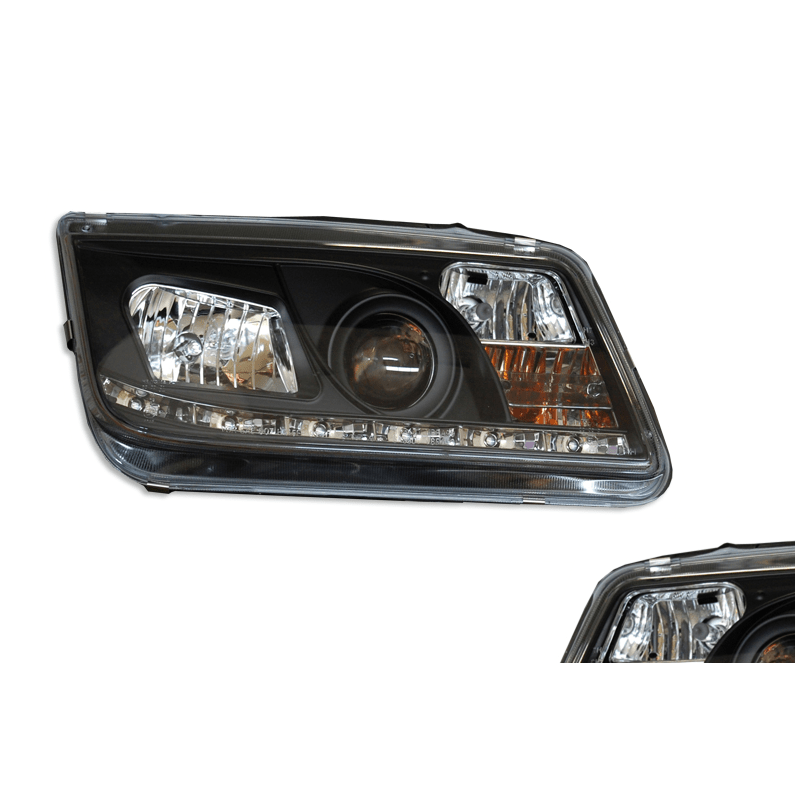 2 Phare Avant avec feux De Jour pour Volkswagen Bora / Jetta 4 '99 fond Noir - MS accessoires Auto