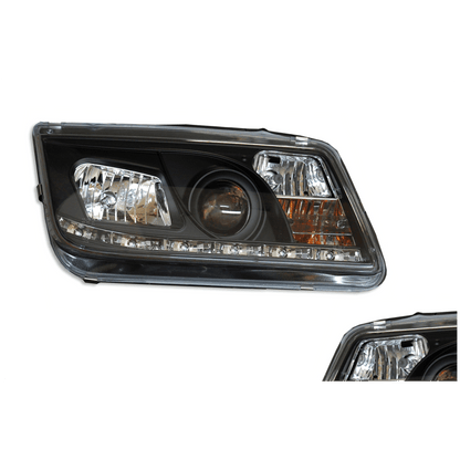 2 Phare Avant avec feux De Jour pour Volkswagen Bora / Jetta 4 '99 fond Noir - MS accessoires Auto