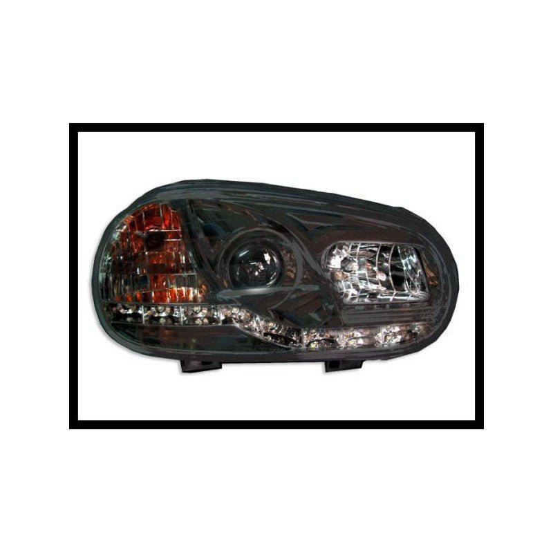 2 Phares Avant avec feux De Jour pour Volkswagen Golf 4 fond Noir - MS accessoires Auto