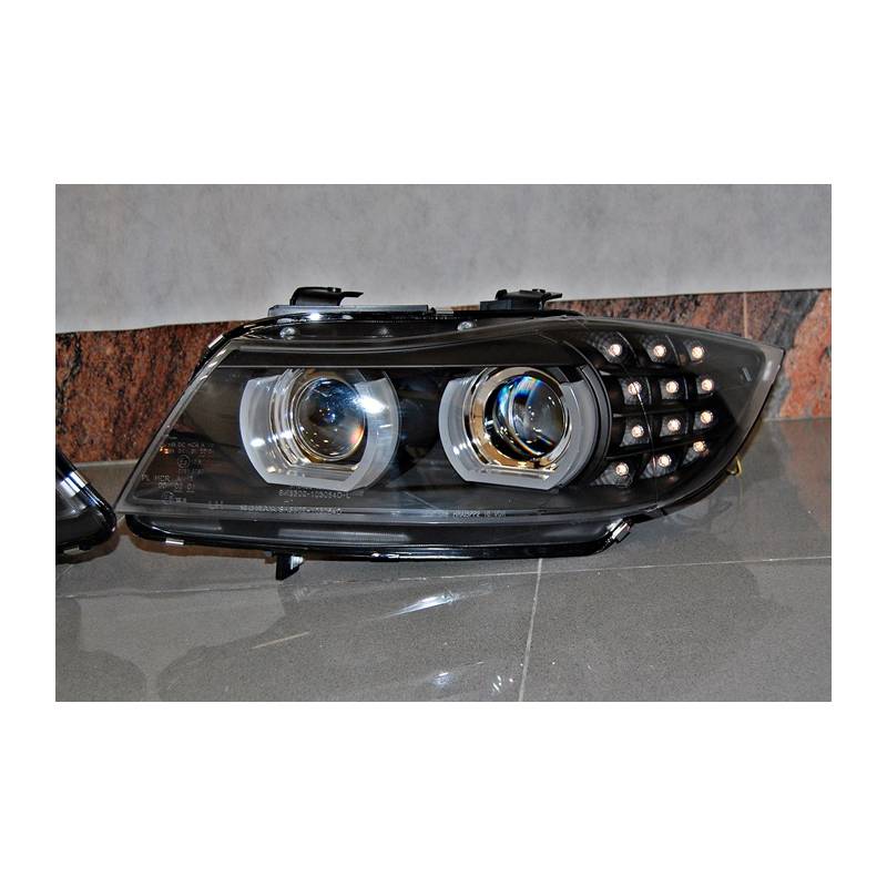 Jeu de Phare Avant Lumière De Jour BMW E90 '09-11 Xenon DRL Noir - KDMPARTS EUROPE TUNING STORE