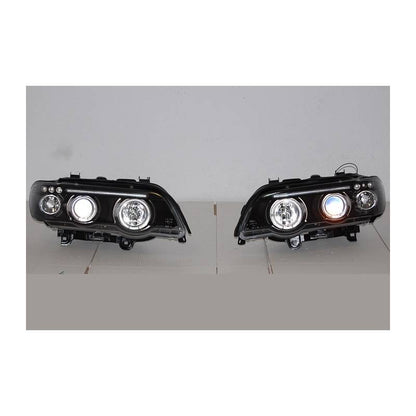 Set De Phares Avant Angel Eyes BMW X5 2001 Noir - KDMPARTS EUROPE TUNING STORE