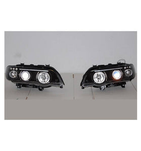 Set De Phares Avant Angel Eyes BMW X5 2001 Noir - KDMPARTS EUROPE TUNING STORE