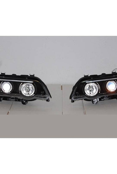 Set De Phares Avant Angel Eyes BMW X5 2001 Noir - KDMPARTS EUROPE TUNING STORE